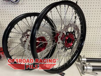 KKE Radsatz 21/18 Zoll inkl. Galfer Bremsscheiben und ESJOD Kettenrad f�r GasGas & Rieju